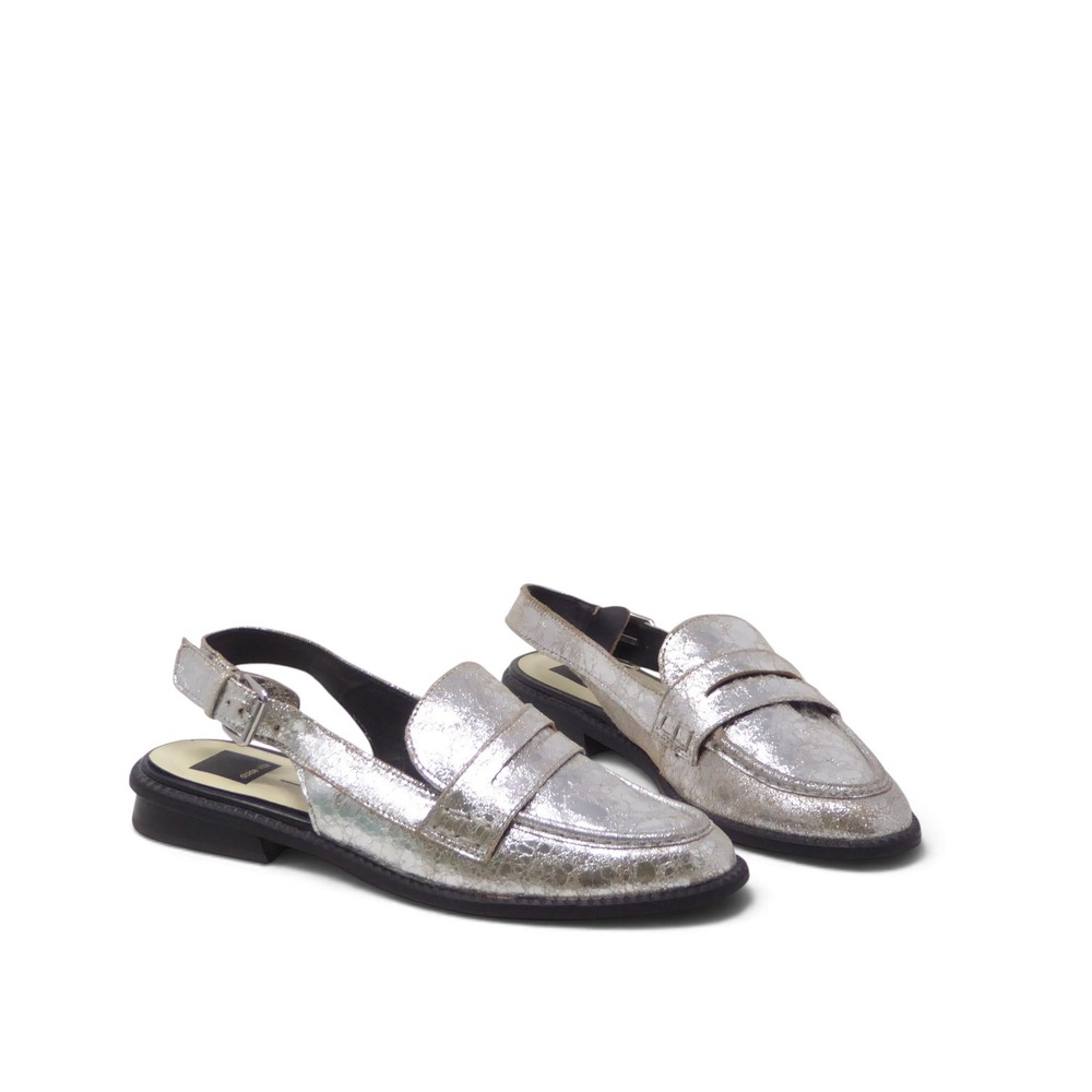 Dolce Vita Womens Hardi Slingback Loafers Silver Metallic Textured Flat Shoes 9